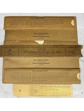 Vintage WRICO VC350 Lettering Guide + 1920s Hydraulic-Press Brick Tables